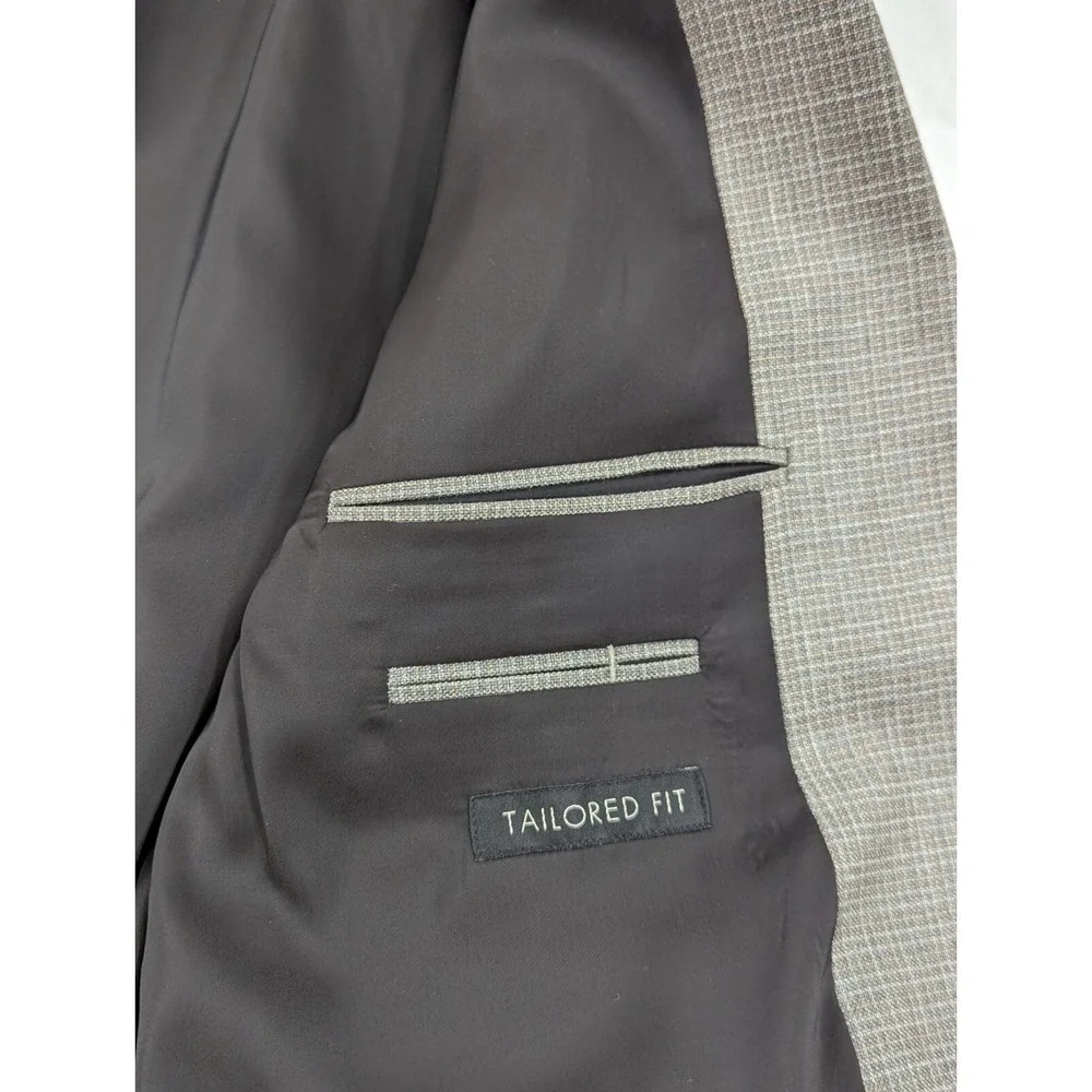 Jos. A Bank Blazer‎ Coat Sport Jacket Silk Wool Nailhead Plaid 46L 50